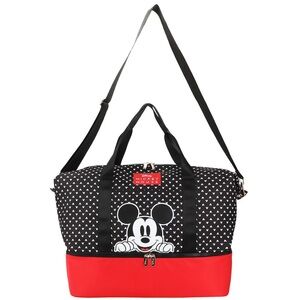 Disney Bioworld Mickey Mouse Peeking Black 18" Nylon Duffle Bag, NWOT.